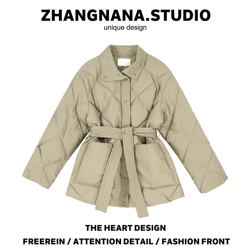 [Spot] Áo Khoác cotton Dày Buộc Dây Eo Thời Trang Mùa Đông Hàn Quốc