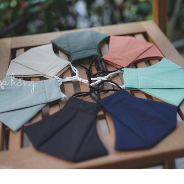 Khẩu trang vải 3D linen có dây rút người lớn