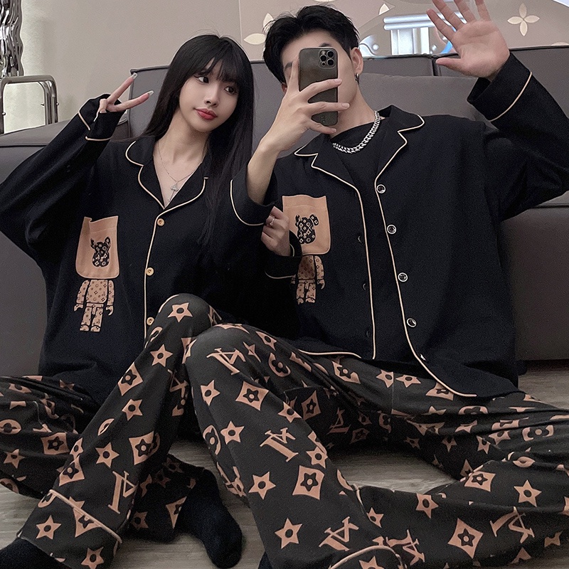 Bộ Đồ Ngủ Pijama Dài Tay Phong Cách Thu Đông Mới Cho Cặp Đôi