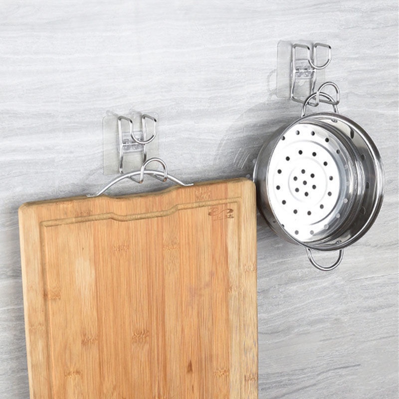 Móc Treo Chậu Thau Khung Inox - Móc Dính Tường Inox 304 Treo Khăn, Quần Áo, Đồ Dùng Nhà Bếp - Khô Ráo - Sạch Sẽ