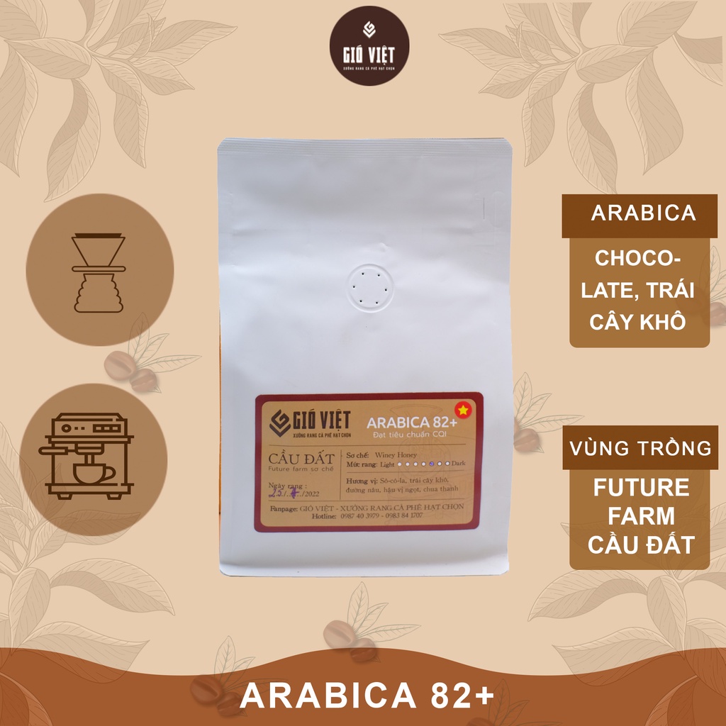 Cà phê Arabica Cầu Đất Red Honey, rang xay - hạt Cafe Gió Việt