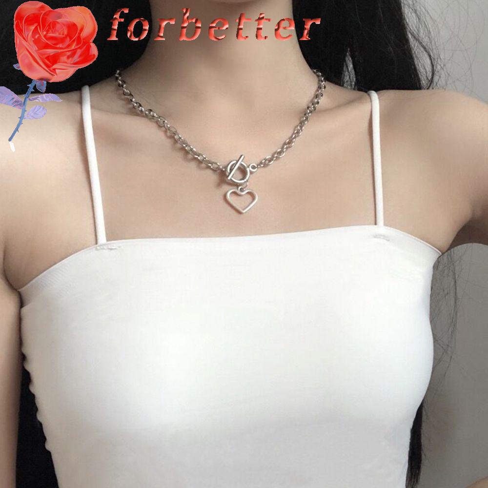 Vòng cổ choker bằng hợp kim mặt hình trái tim phong cách hip hop thời trang đường phố Hàn Quốc cho nam và nữ