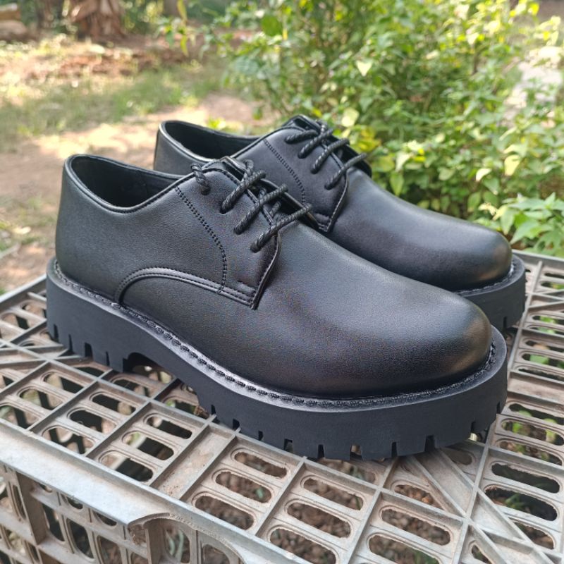 Giầy nam Derby đế Chunky cao su đúc cao 5cm, da cao cấp chống nhăn