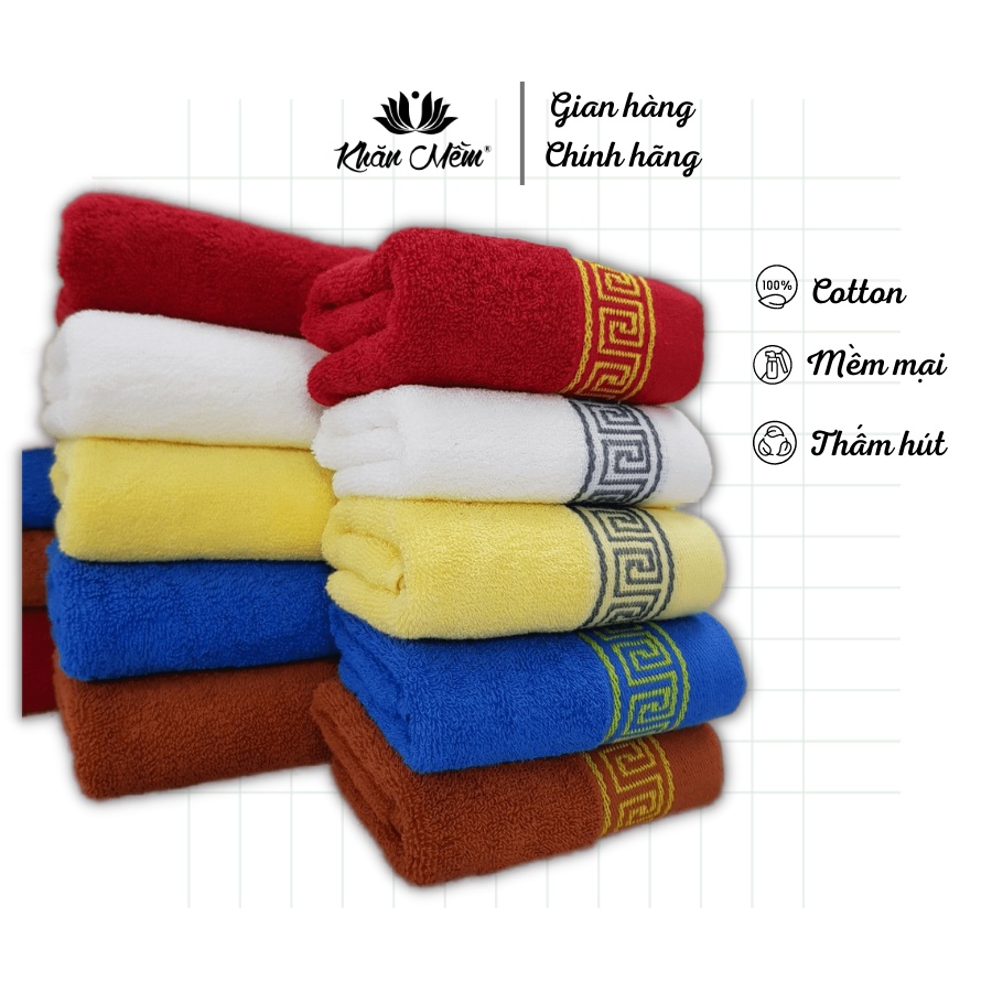 Set 5 Chiếc Khăn Mặt Mẫu Mới Khăn Mềm, Chất Liệu Vải Cotton 100%, Mềm Mịn, Thấm Hút Nước Rất Tốt, Không Ra Màu