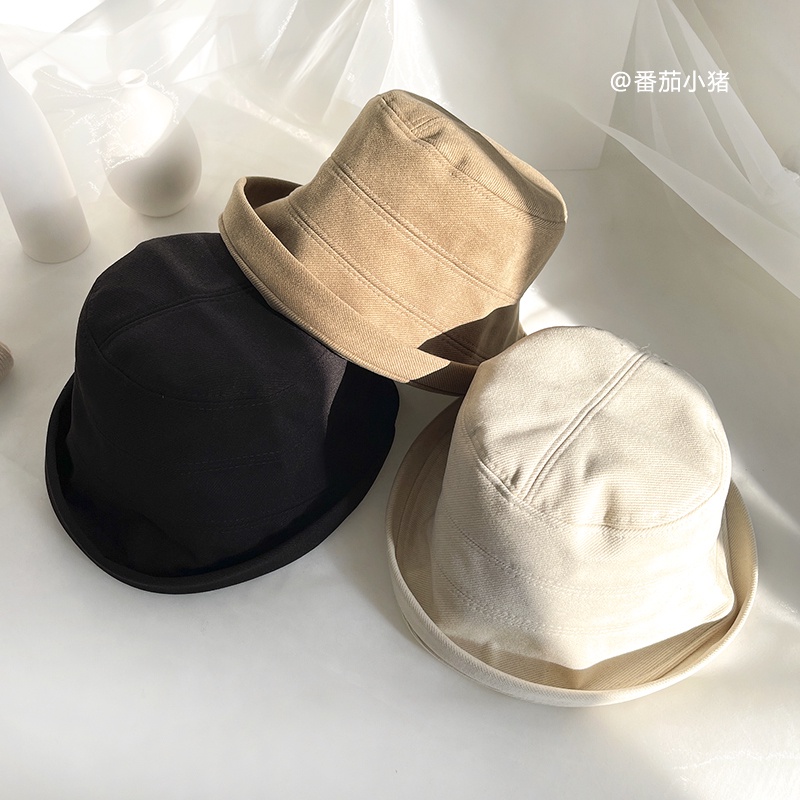 Mũ Bucket Len Dày Dặn Giữ Ấm Mùa Thu Đông Kiểu Dáng Đơn Giản Lưng Ngắn Phong Cách Hàn Quốc Cho Nữ