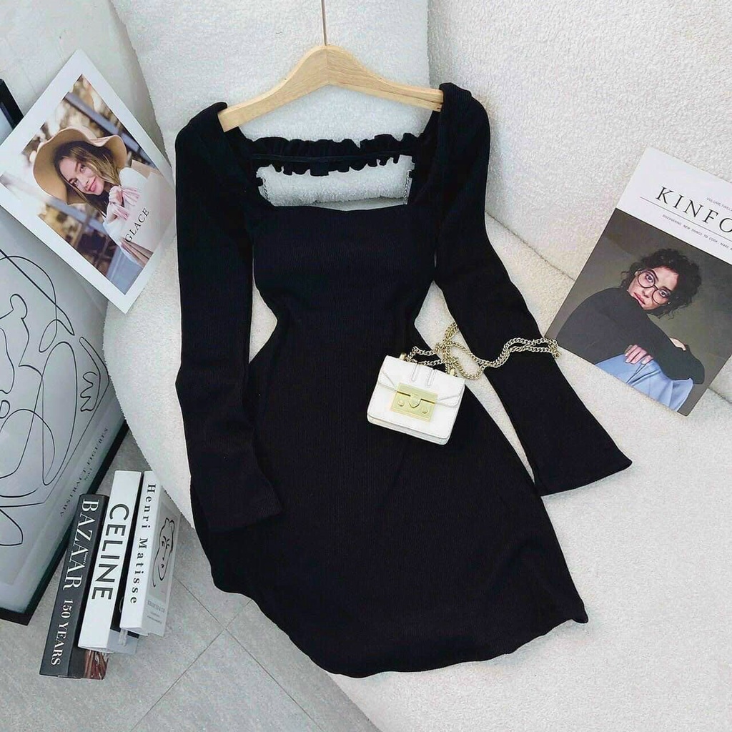 Váy Xòe Nữ Cổ Vuông Hở Lưng TM012