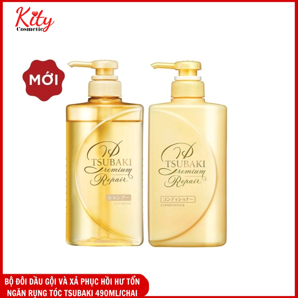 Bộ đôi gội xả Phục hồi hư tổn tóc Premium Repair Tsubaki 490ml/chai