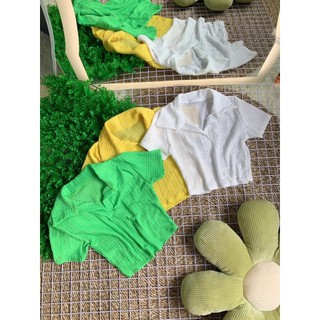 Áo croptop cổ bẻ chất xốp mềm mịn