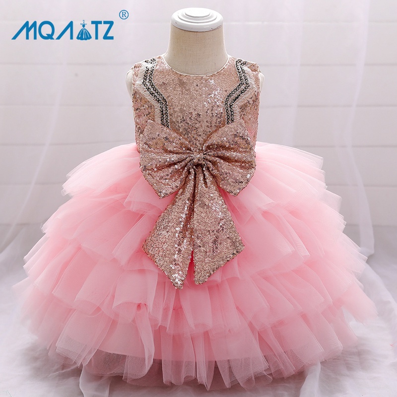 Đầm xòe MQATZ sát nách đính kim sa trang trí nơ phong cách công chúa xinh xắn dành cho bé gái 1-5 tuổi