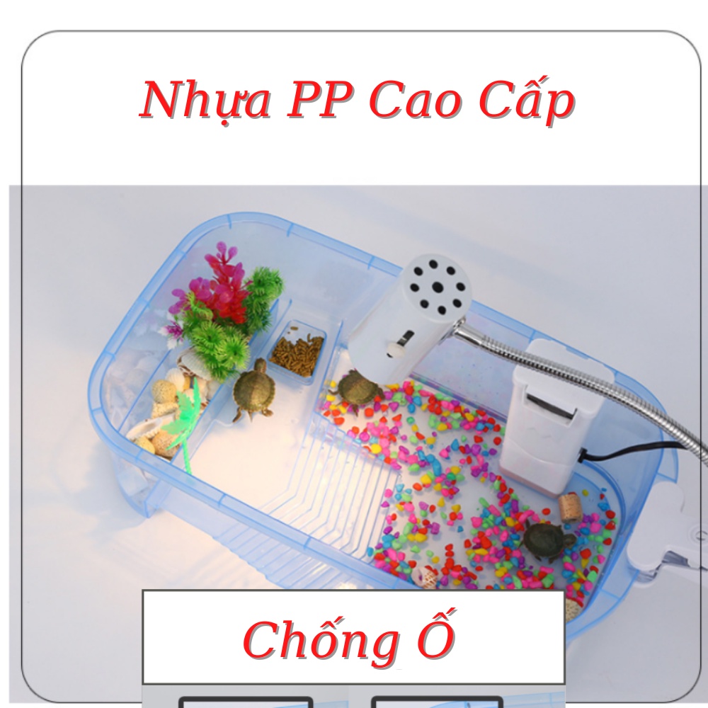 Bể Nuôi Rùa, Chậu Nuôi Rùa Bằng Nhựa Hình Chữ Nhật Chuyên Dụng Dành Cho Rùa Và Bò Sát Hàng Cao Cấp