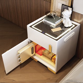 Tủ đầu giường kiêm két sắt, có đèn tích hợp sạc không dây và ổ cắm, tủ đầu giường đa chức năng, két sắt mini