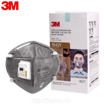 (Dây đeo đầu) Khẩu trang than hoạt tính có van thở nhập 3M 9542 9542v chống virus, kháng khuẩn,chống bụi siêu mịn