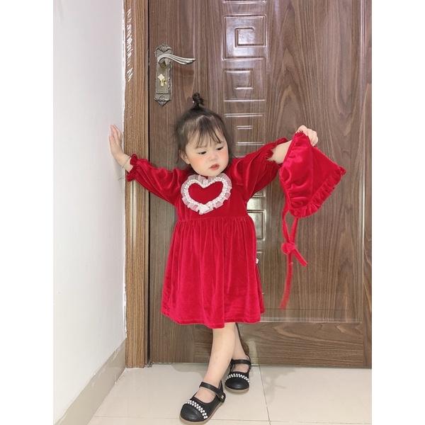 Váy Nhung Đính Ngọc Có Kèm Mũ