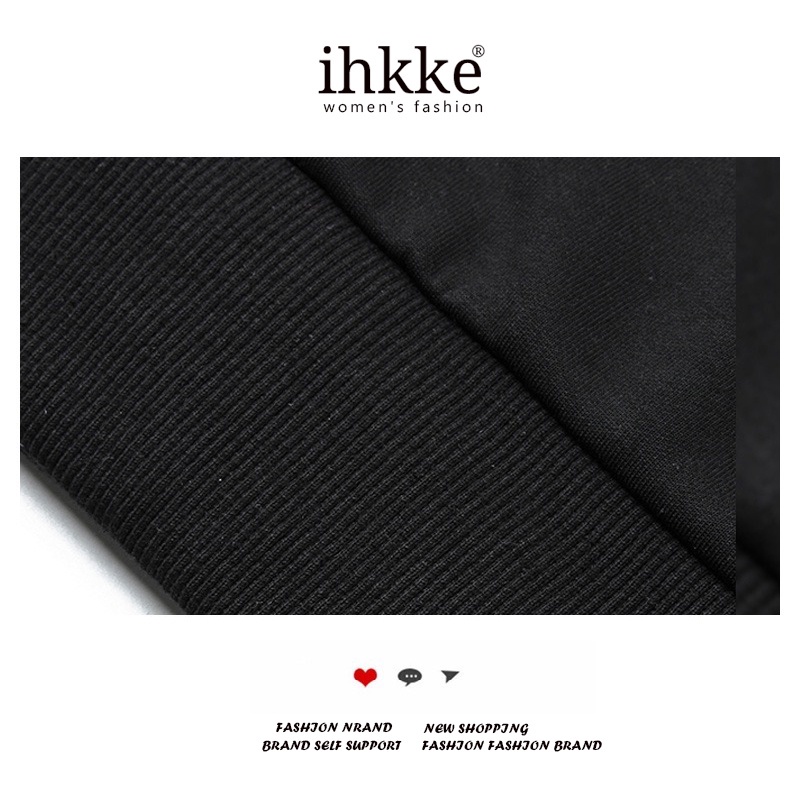 ihkke Áo sweatshirt IHKKE cổ tròn màu đen/ trắng in họa tiết gấu teddy phong cách Hàn Quốc thời trang unisex