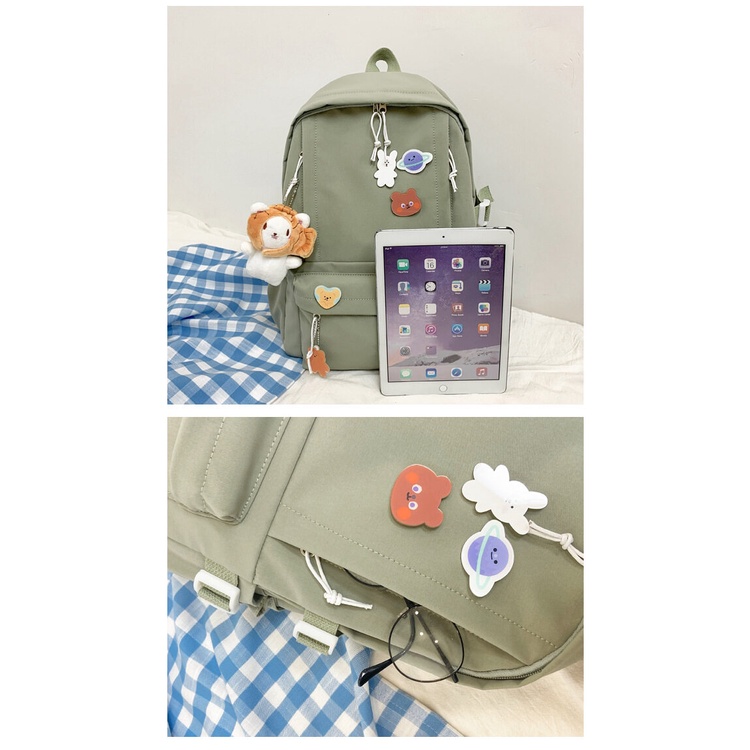 Mischa Ba Lô canvas Màu Trơn Chống Thấm Nước Sức Chứa Lớn Dễ Phối Đồ