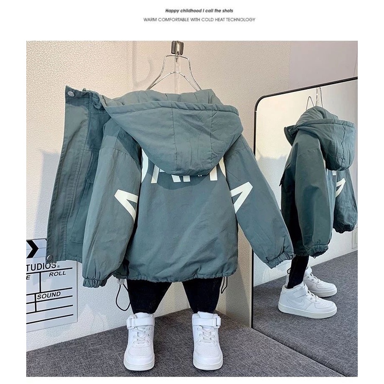 Áo Khoác Lót Lông Cừu Dày Dặn Phong Cách Mới Thời Trang Thu Đông 2022 Dành Cho Bé Trai