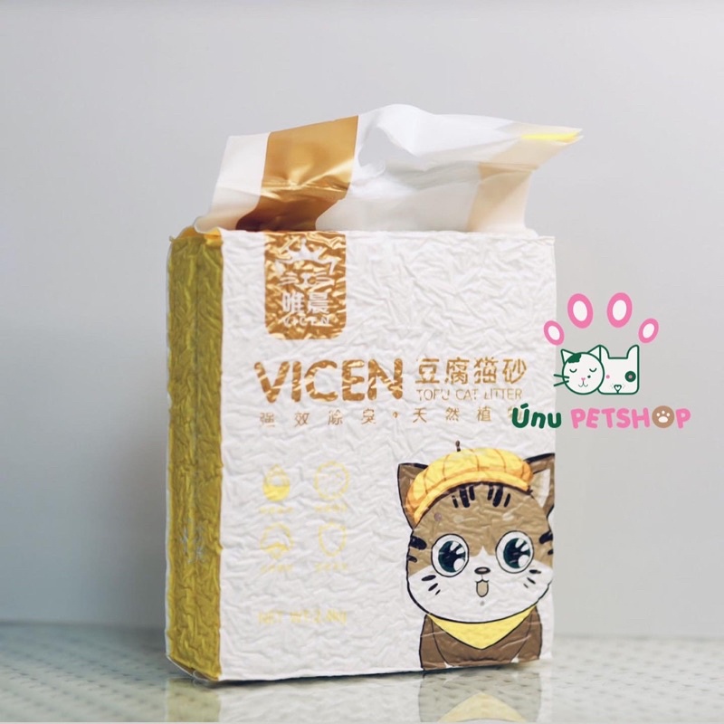 Cát vệ sinh đậu nành cho mèo Vicen - Túi 6L - Ú Nu Pet Shop
