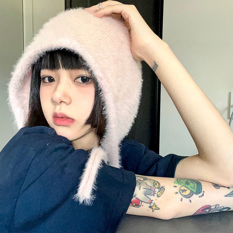Mũ Len Trùm Tai Giữ Ấm Thiết Kế Dễ Thương Cho Nữ