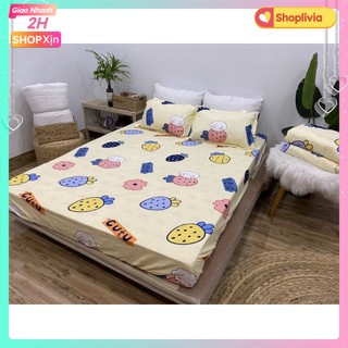 Ga Trải Giường bo chun[1m6x2m,1m8x2m,2mx2m2,vải mềm mịn[SHOPLIVIA]-mẫu dứa vàng