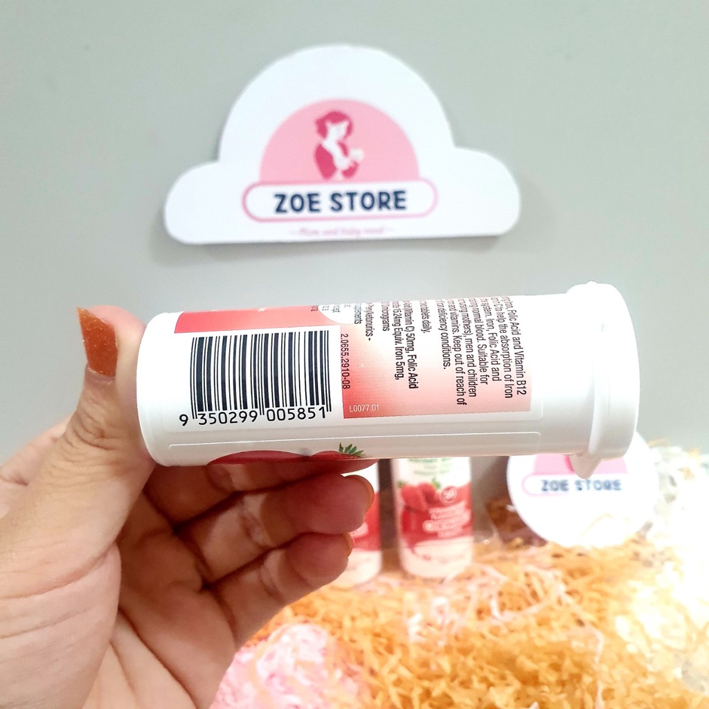 Viên sắt ngậm Iron Melts vị dâu 50 viên của Úc