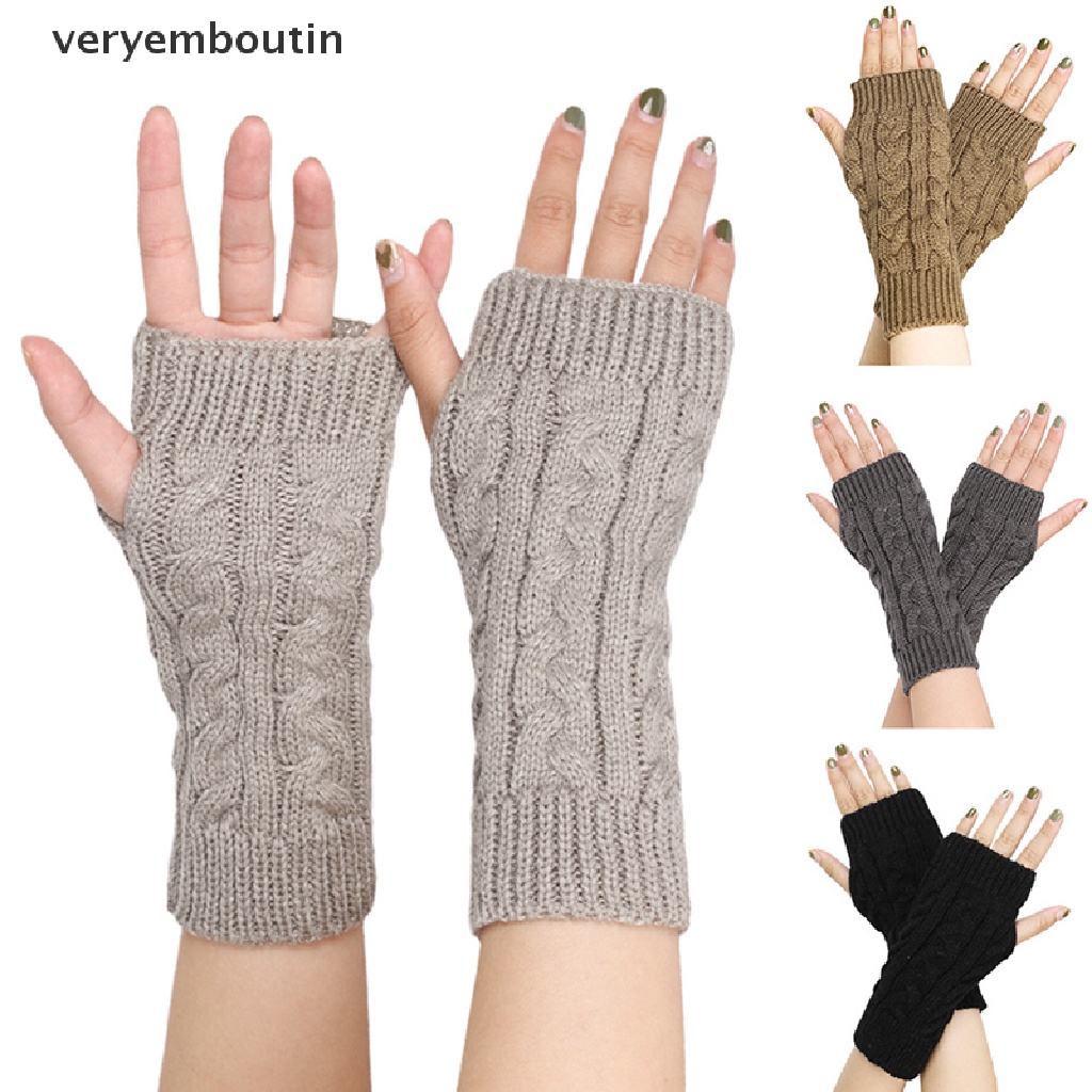 1 Đôi Găng Tay Len Hở Ngón Mềm Mại Giữ Ấm Mùa Đông