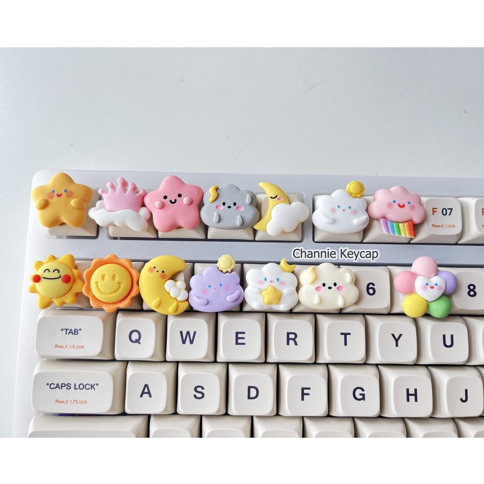 Keycap lẻ Đám Mây Cầu Vồng Ánh Nắng Mặt Trời Bé Bỏng Nút Bàn Phím Cơ R4 PBT