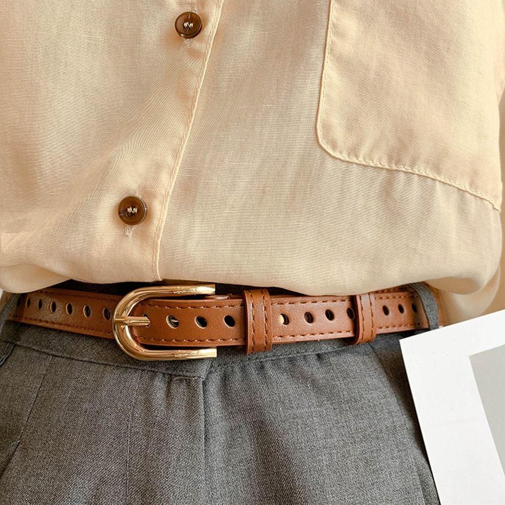 Thắt Lưng Màu Trơn Khóa Hợp Kim Dễ Phối Đồ Thời Trang Cho Nữ