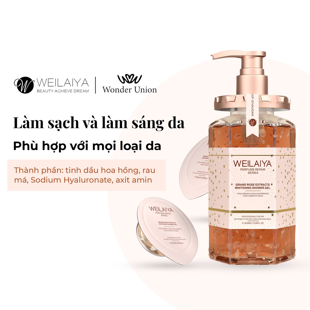 Combo Sữa tắm nước hoa, trắng da toàn thân và Tinh dầu dưỡng tóc Weilaiya giúp ngăn rụng và kích thích mọc tóc 5ml x 8