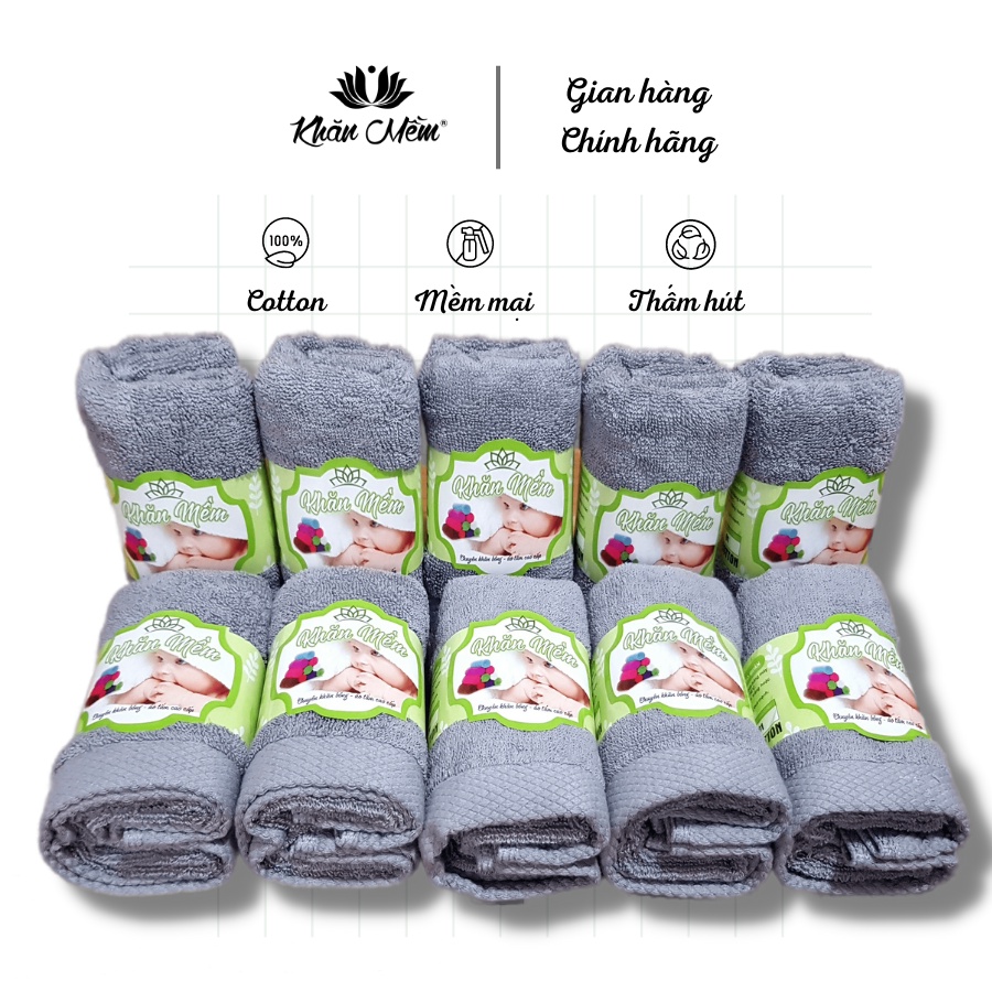 Khăn Mặt Cao Cấp Khăn Mềm 100% Cotton, Dày Dặn Mềm Mịn, Không Ra Màu, Không Sổ Lông, Thấm Hút Nước Tốt