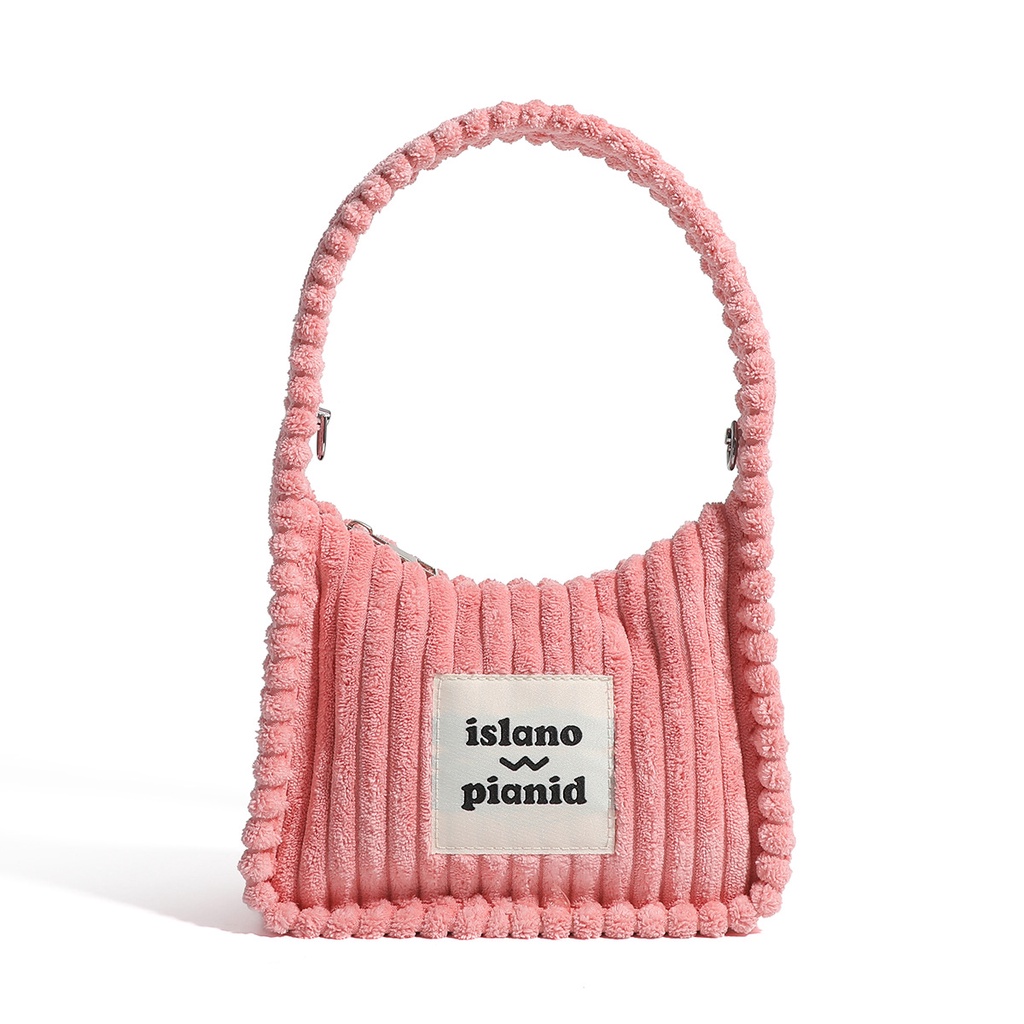 Túi Đeo Chéo Dây Xích Bằng Vải Nhung In Chữ Cái Màu Hồng Dành Cho Bạn Nữ