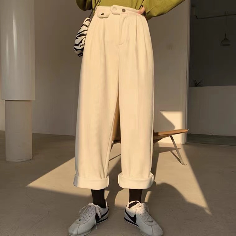 Quần dài SUXI lưng cao ống rộng màu sắc đơn giản thời trang cho nữ