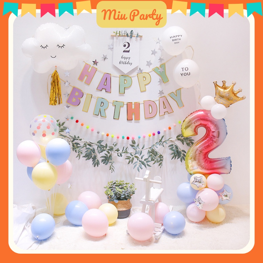 [HOẢ TỐC] Các Set Trang Trí Sinh Nhật Dành Cho Bé Trai, Bé Gái Màu Pastel Phong Cách Hàn Quốc Xinh - Miu Party