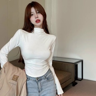 Áo thun cổ lọ dài tay đỏ đen trắng Mitshop2222