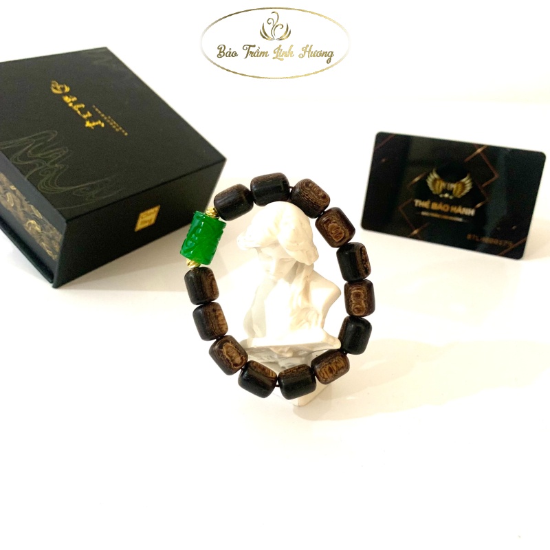 Vòng Đeo Tay Trầm Hương Mix Ngọc Phong Thủy Hạt Trúc 8 10 12 14ly - BẢO TRẦM LINH HƯƠNG Quà Tặng Nam Nữ - Sánh Chìm