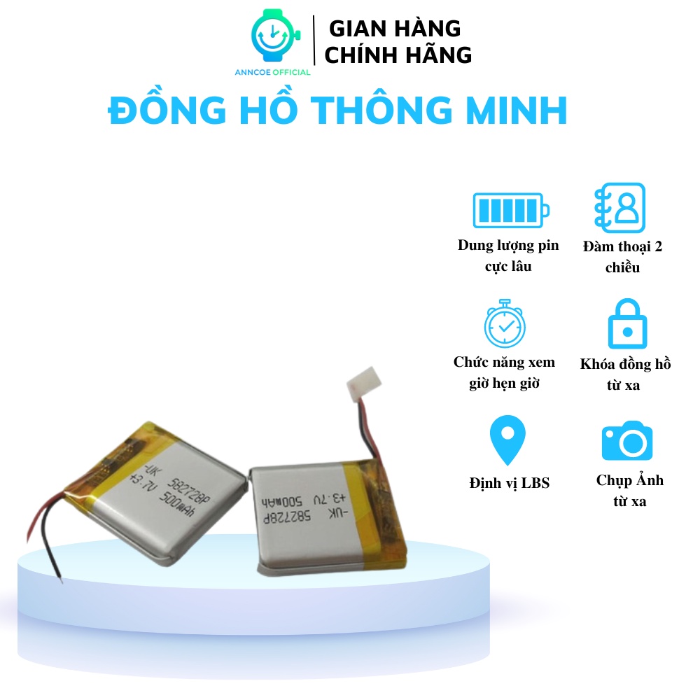 Pin ANNCOE 500 mAh - Zise: 582728 thay thế cho các loại đồng hồ thông minh trên thị trường