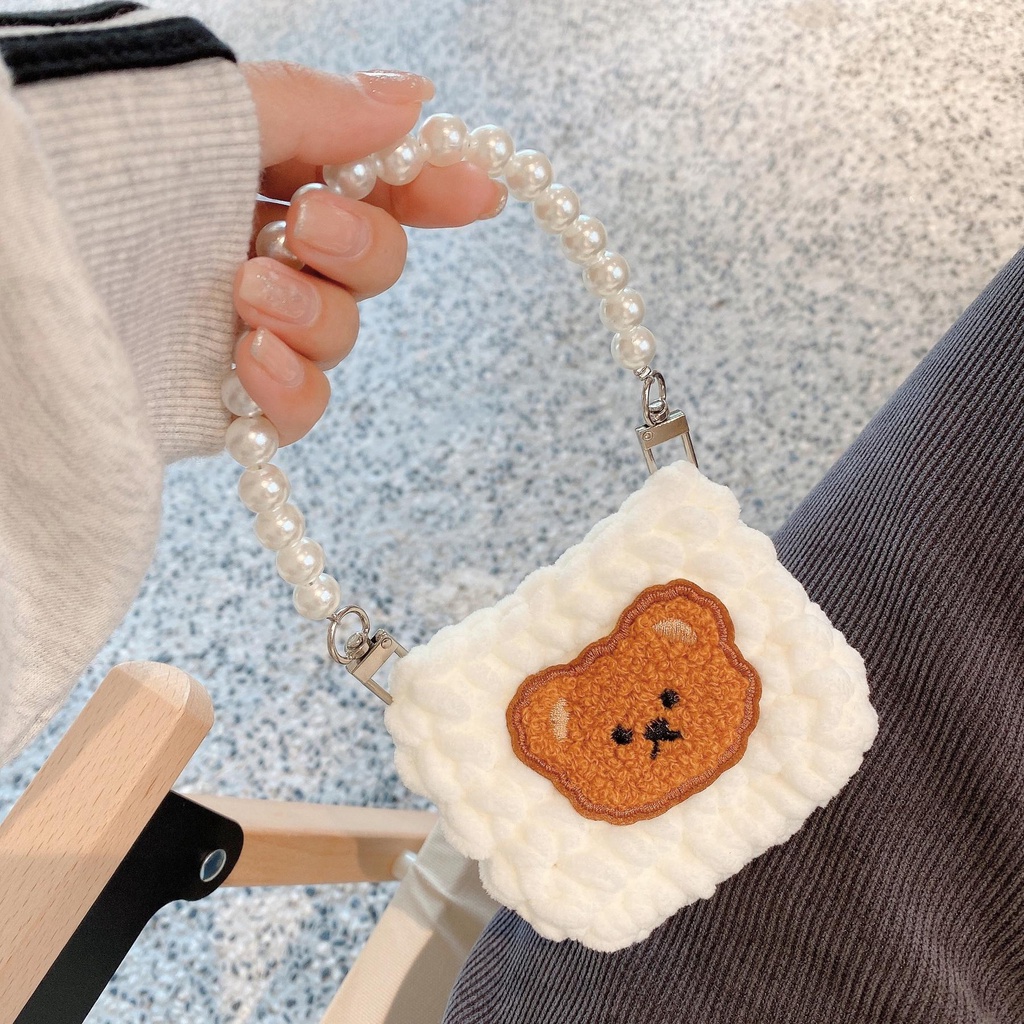 Vỏ Bảo Vệ Hộp Sạc Tai Nghe Bluetooth Airpods 1 / 2 3 Pro2 2022 Bằng Tpu Mềm Hình Túi Xách Gấu Bông Đan Tay Chống Thất Lạc