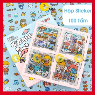 Bộ sticker 1000 hình=100 tờ cute 1k dễ thương nhãn dán trang trí sổ tay tập vở điện thoại laptop làm quà tặng cho bé