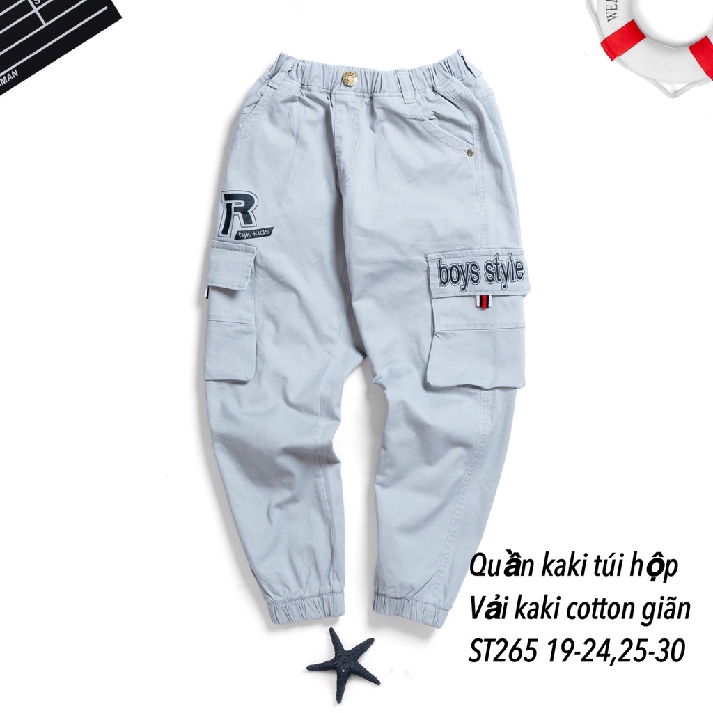 Quần kaki JOGGER TÚI HỘP siêu co giãn bé trai (27-45kg)