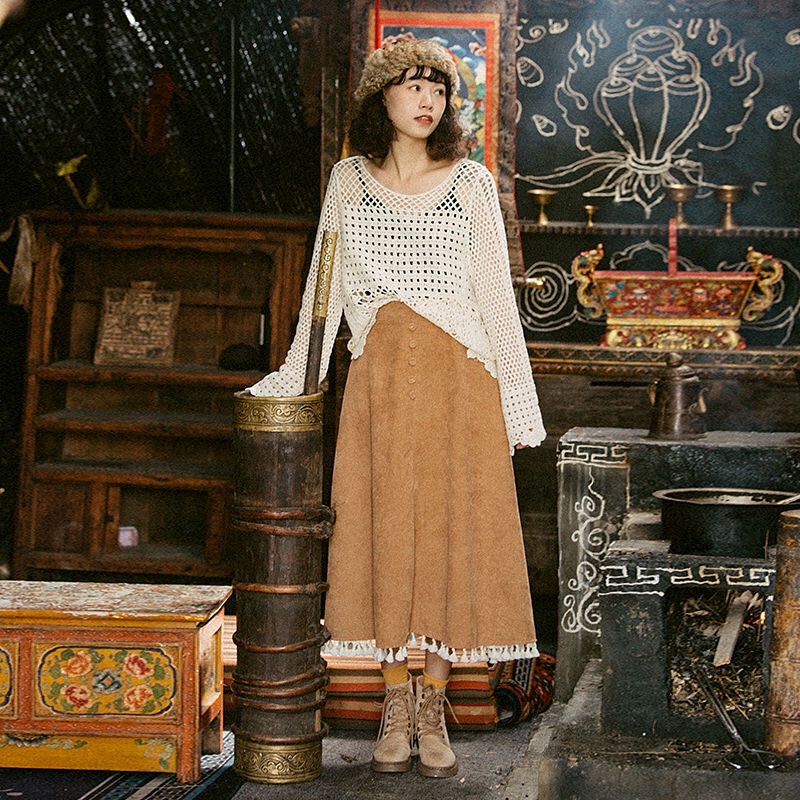 Áo Len Đan Lỗ Boho Nữ( Hàng order)