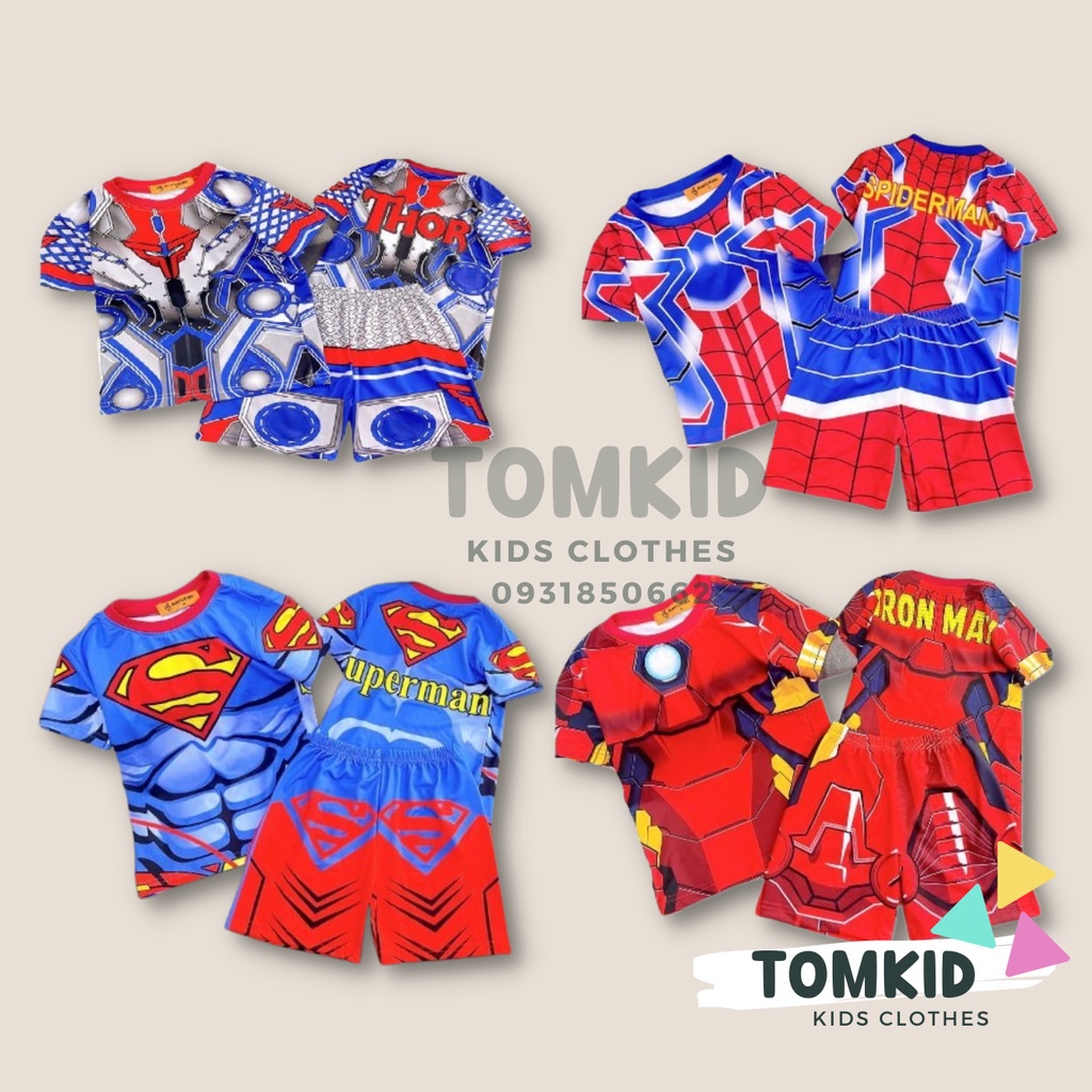 Bộ thun lạnh bé trai, đồ bộ cho bé siêu nhân body chất thoáng mát co giãn không nhão 10-40Kg Tomkids