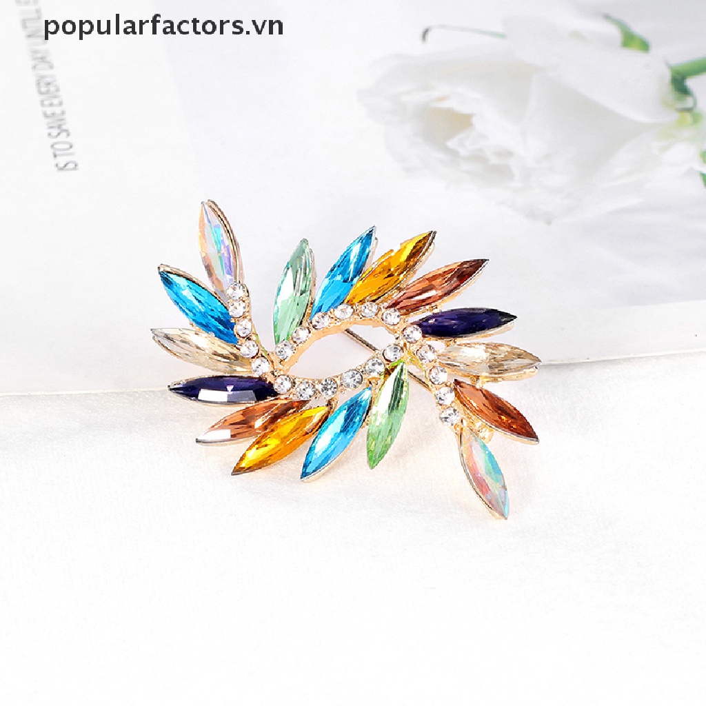 Ghim Cài Áo Đính Đá Pha Lê Nhiều Màu Thời Trang Cho Nữ