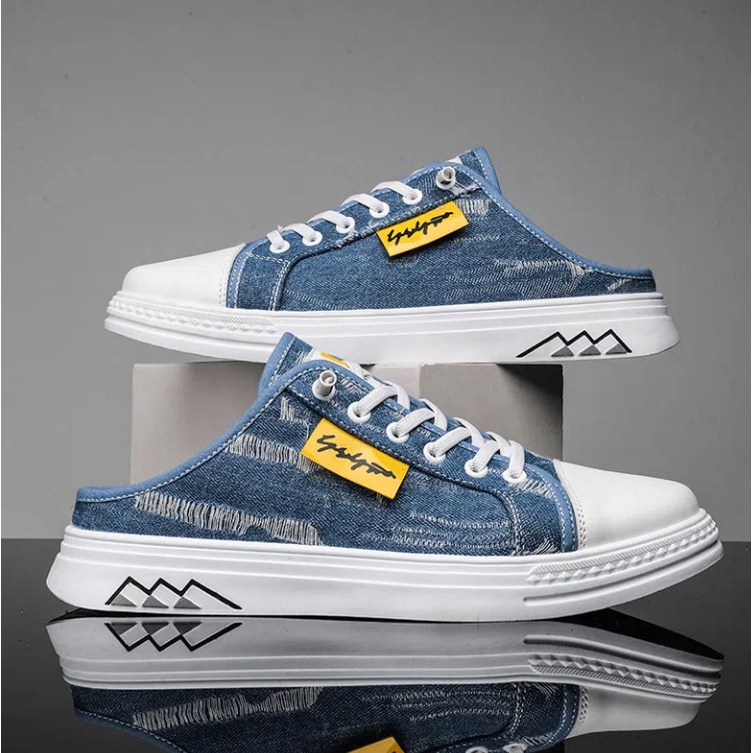 Giày lười vải canvas thoáng khí không gót thời trang mùa hè cho nam