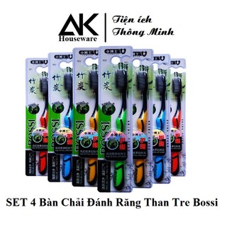 Combo 4 bàn chải đánh răng than tre hoạt tính bossi