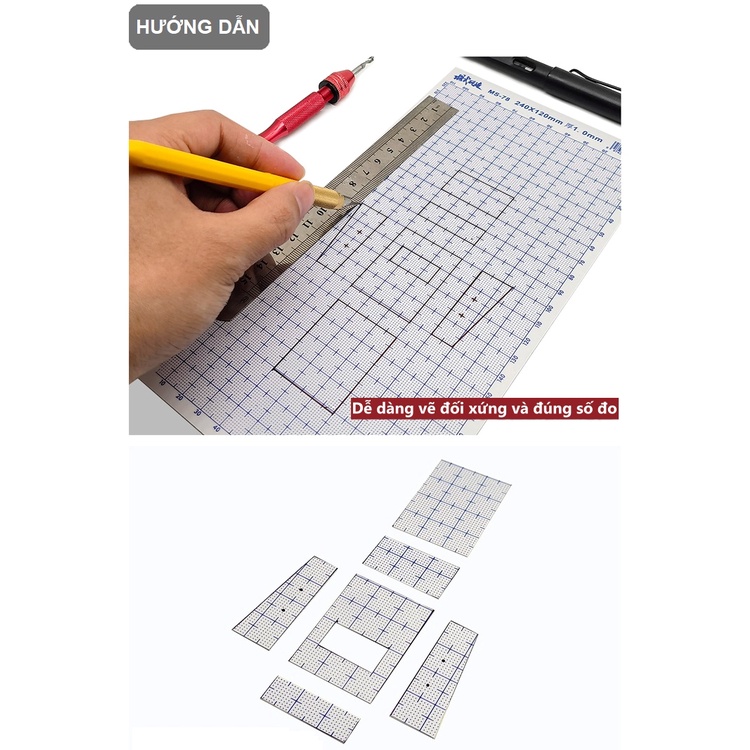 TẤM BÌA NHỰA CÓ Ô LY PLA PLATE 240 x 120 MM - Plaplate ABS custom mod mô hình thủ công nhà kiến trúc gundam gunpla