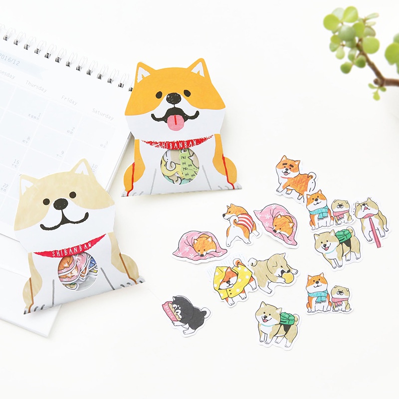 Bộ 30 Miếng Dán Hình Chó Shiba Inu Akita Husky Dễ Thương Trang Trí Sổ Tay / Nhật Ký DIY