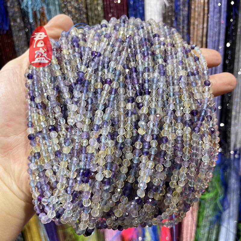 Chuỗi Hạt Đá Fluorite Tự Nhiên Mặt Chữ Thập 4mm Làm Trang Sức diy