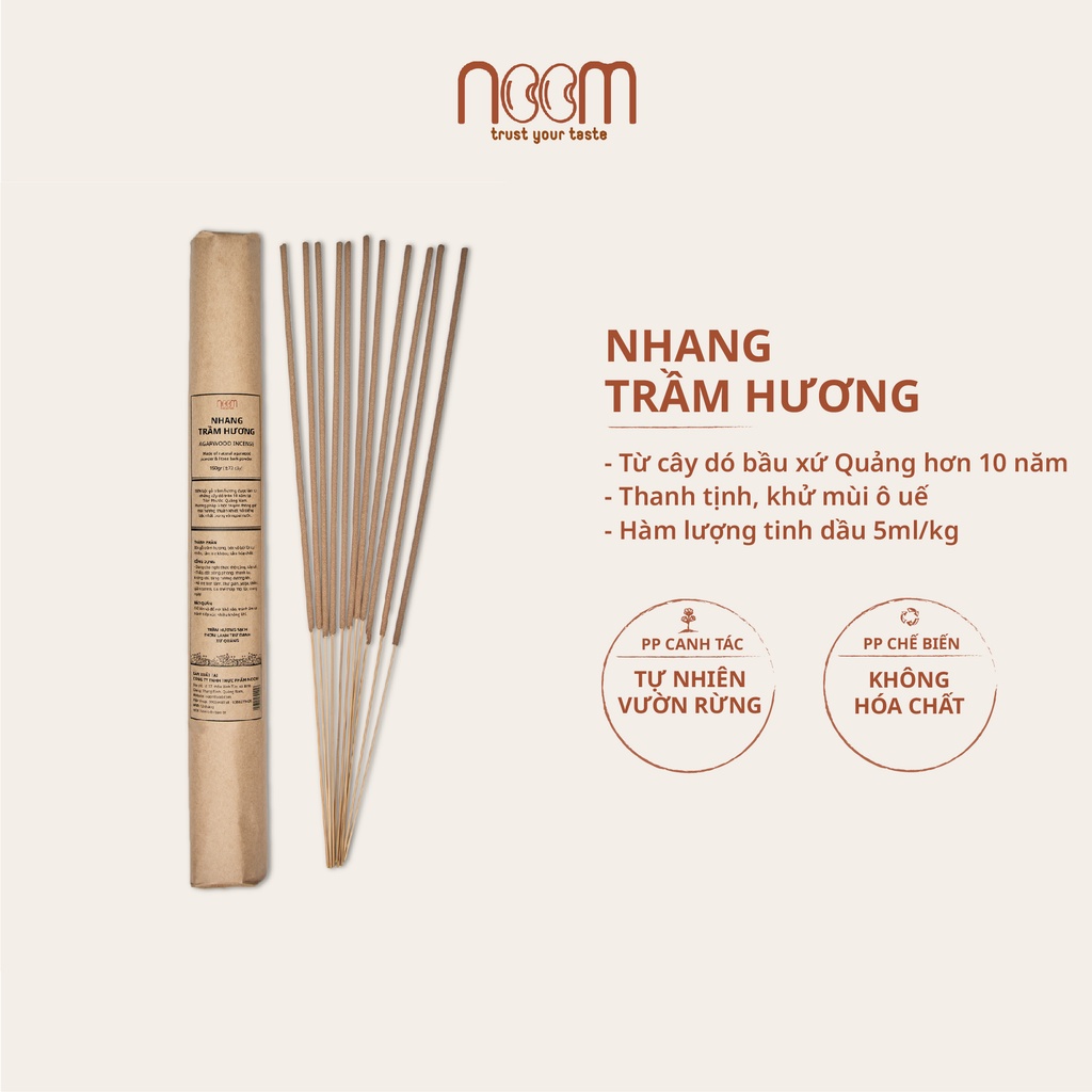 Nhang Trầm Hương Noom, Nhang Sạch Ít Khói Mùi Hương Thanh Dịu Thiên Nhiên - NoomFood