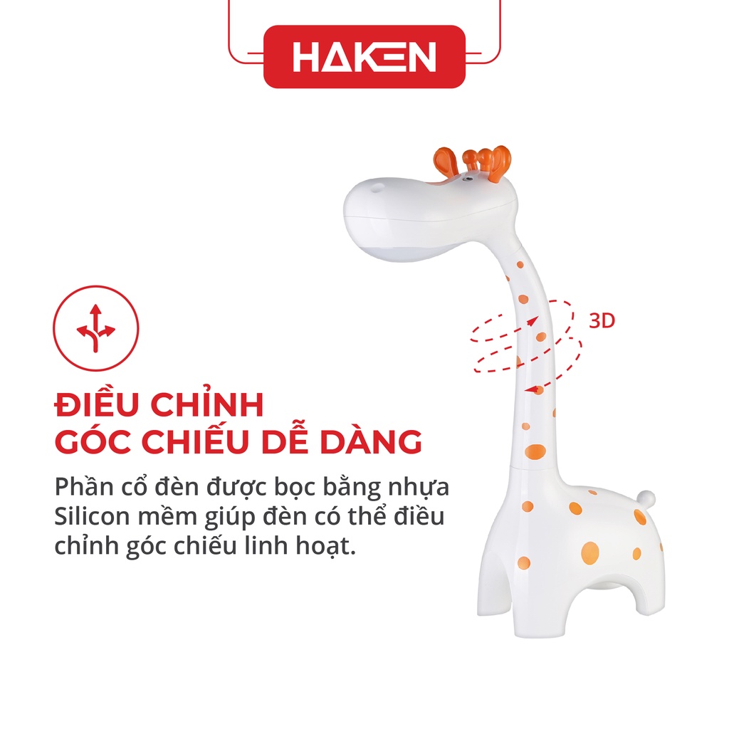 Đèn bàn LED cao cấp HAKEN, 6W, kiểu dáng huơu cao cổ ,chống cận ,chống lóa