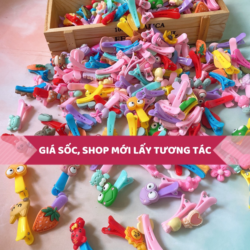 Set 50-100 kẹp nhựa charm mỏ vịt cho bé gái nhiều màu tươi sáng dễ thương