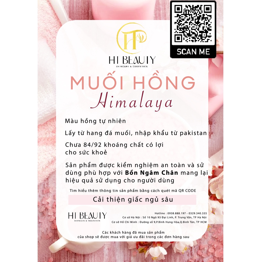 Muối Hồng Himalaya Organic Muối Hồng Himalaya Ngâm Chân Thải Độc Dạng Mịn Và Hạt tặng kèm khi mua bồn ngâm chân